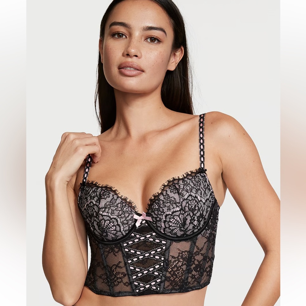 Victorias Secret Heritage Lightly Lined Dream Angels Ribbon Slot Bra Top M-DD